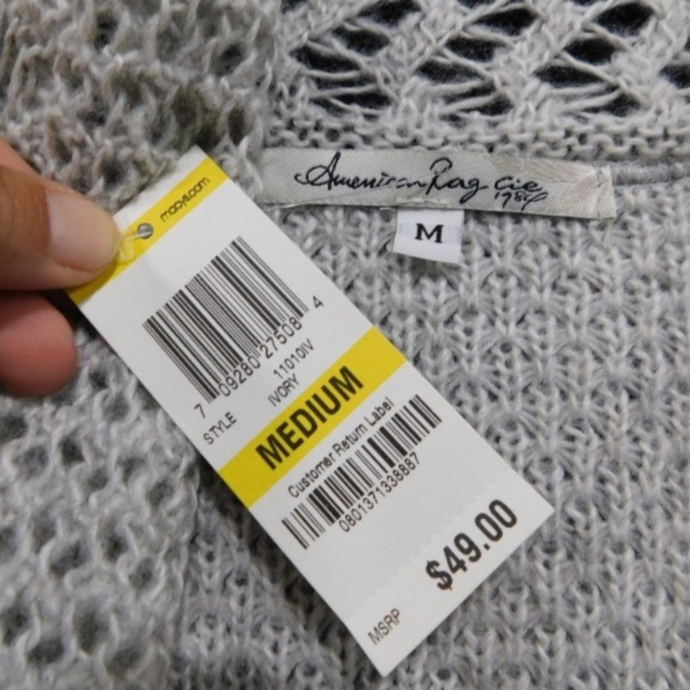 NEW American Rag Women Ivory Knit Cardigan Size M